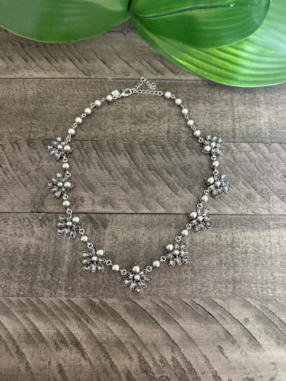 Banana Republic Silver Crystal Peral Necklace